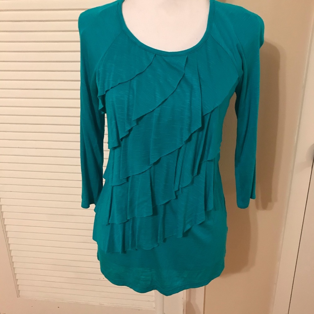 Teal ruffled top